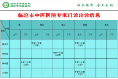 临沧市中医医院9月6日—9月12日门诊信息表